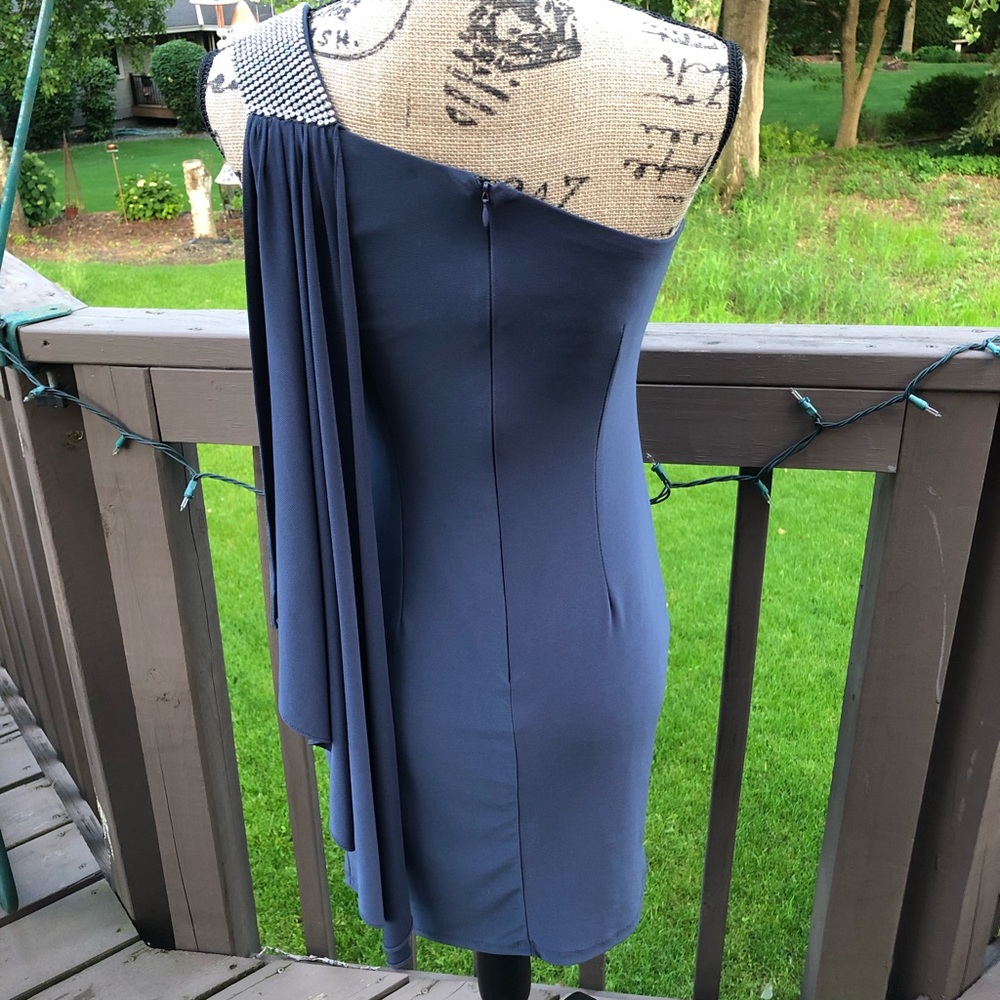 Cache One Shoulder Gray Dress with Rhinestones - Picture 5 of 8